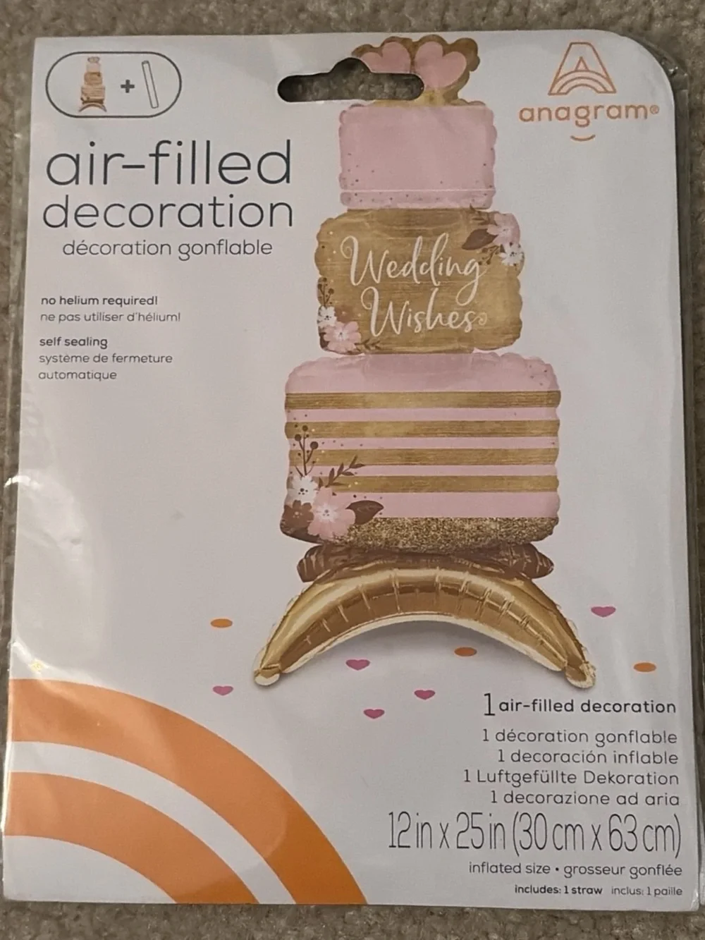 Anagram Wedding Wishes Pink and Gold Stackable Balloon Decoration
